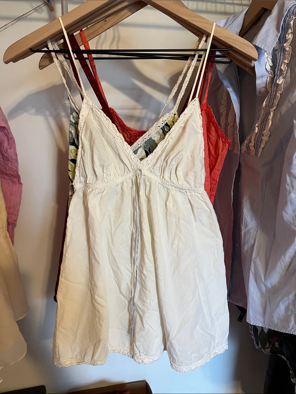 Victoria's Secret White Lace-Trim Camisole with Spaghetti Straps